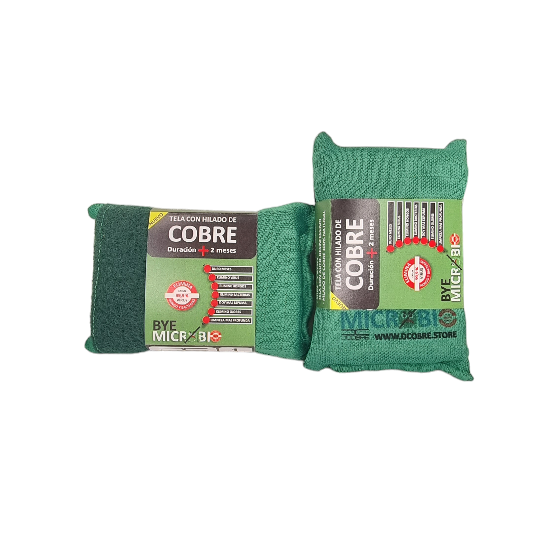 NUEVO Esponja VERDE ABRASIVA en Cobre, Bye Microbio de 7 x 10 cocina, multiuso.