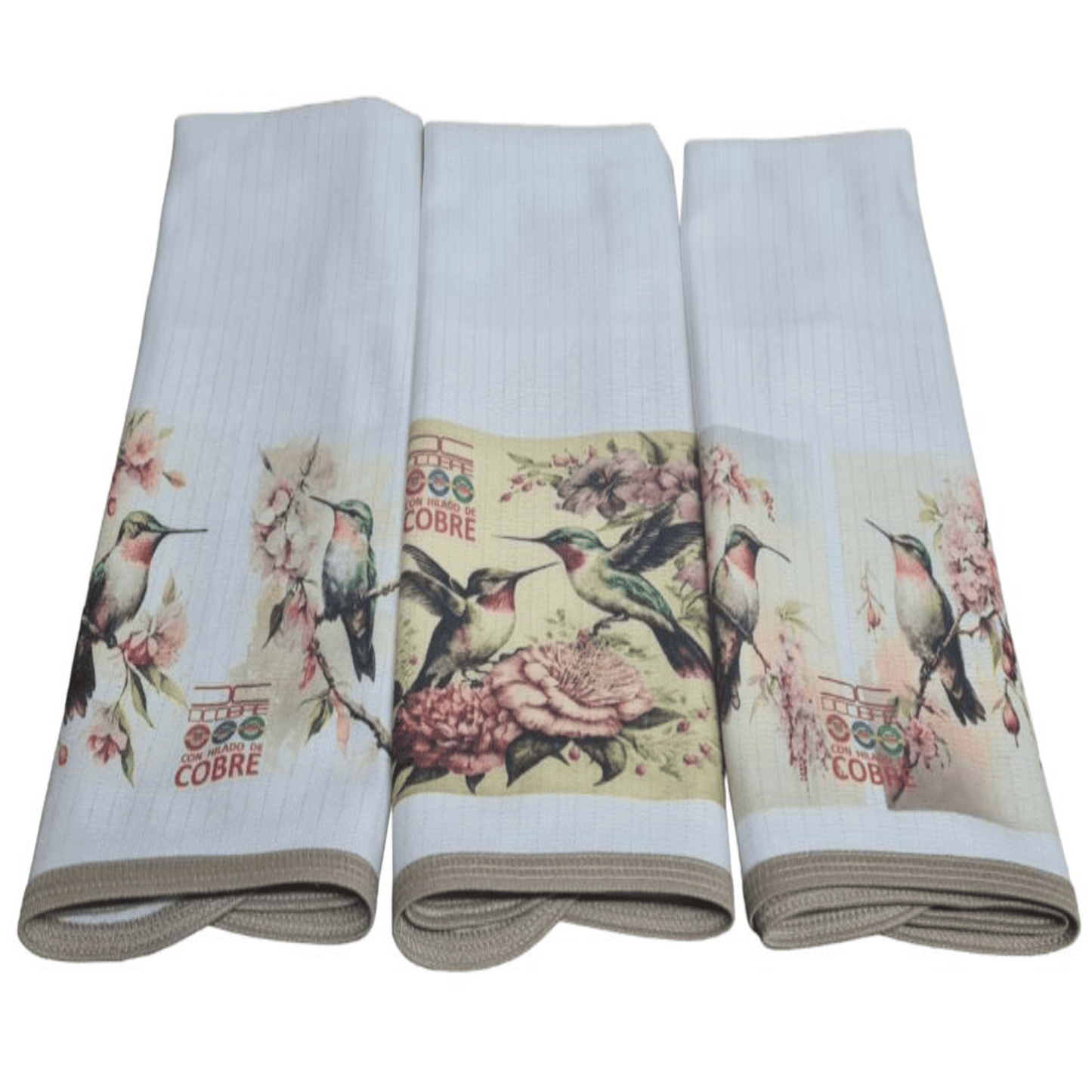 Pack 3 paños de platos absorbente COLIBRI VARIOS, tela cobre activo (grueso) NUEVO