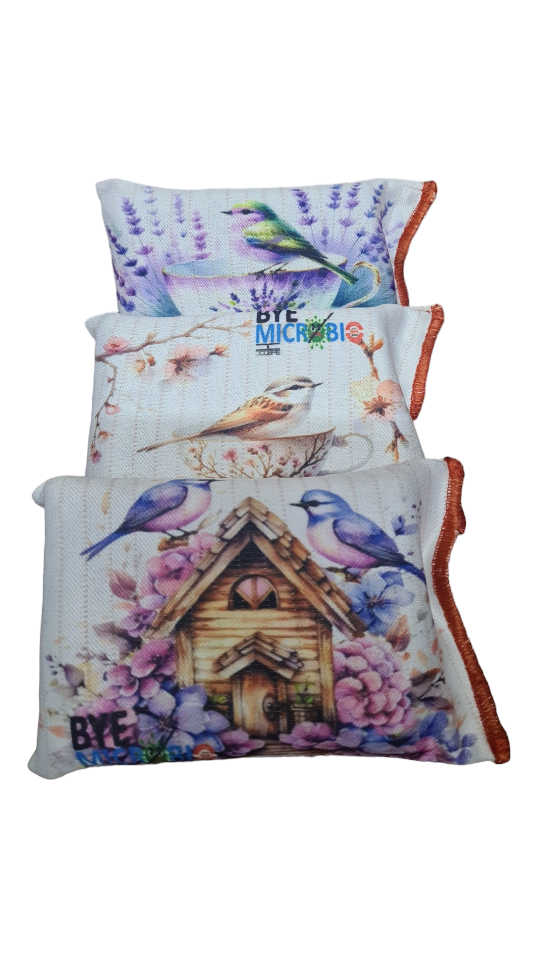 Pack 3 Esponjas Cocina Bye Microbio, modelo Lavanda.