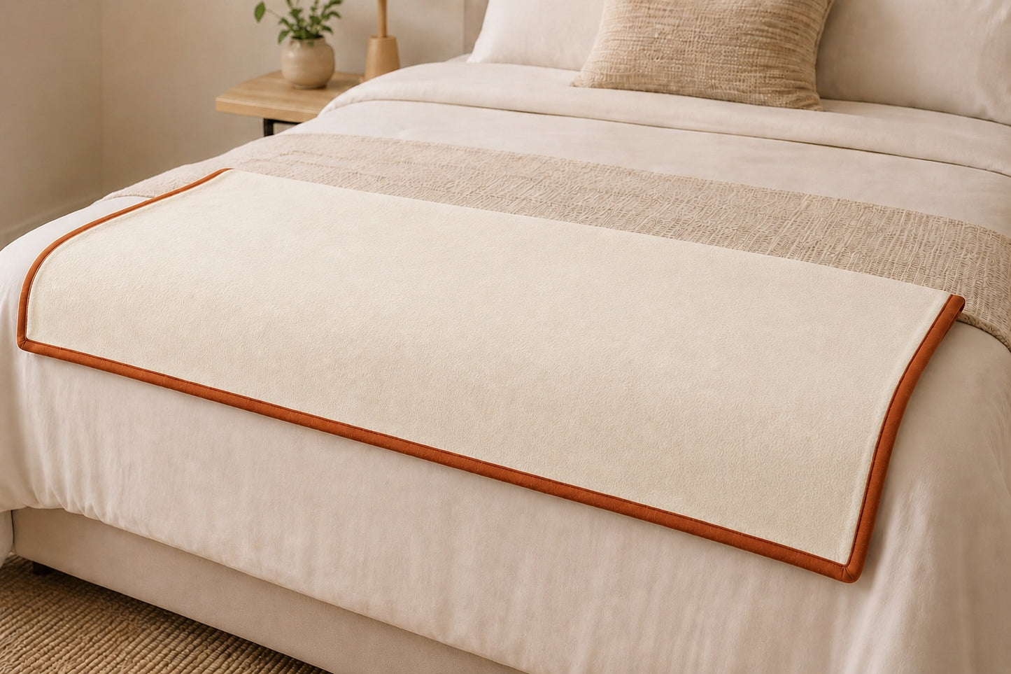Pie de cama en Polar y Cobre color CRUDO