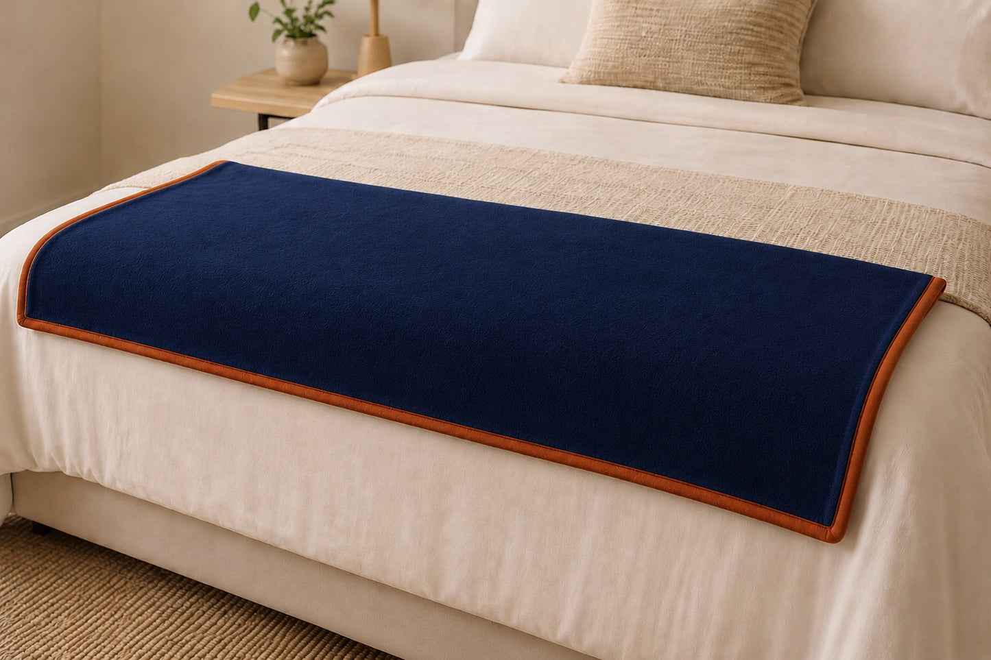 Pie de cama en Polar y Cobre color AZUL MARINO