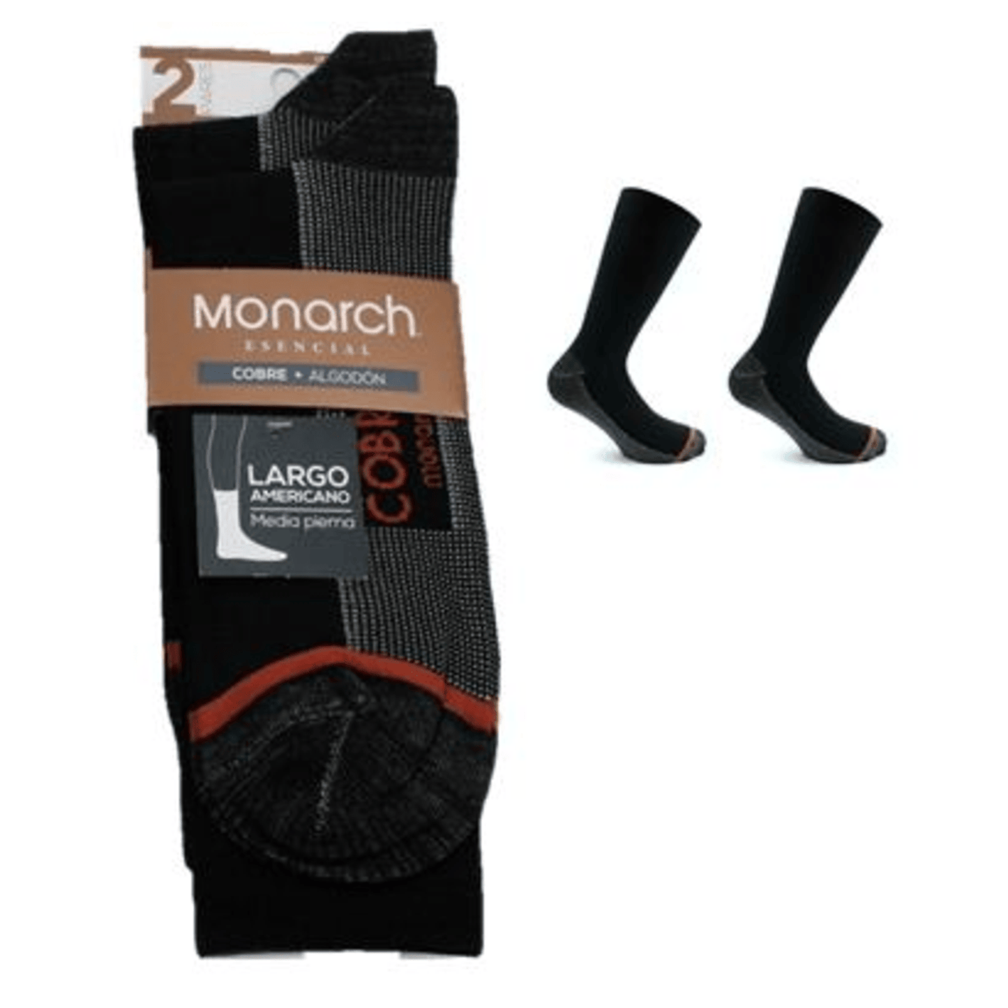 2 Pares de Calcetines color negro para varón. con Cobre, LIQUIDACIÓN, COD 24034.