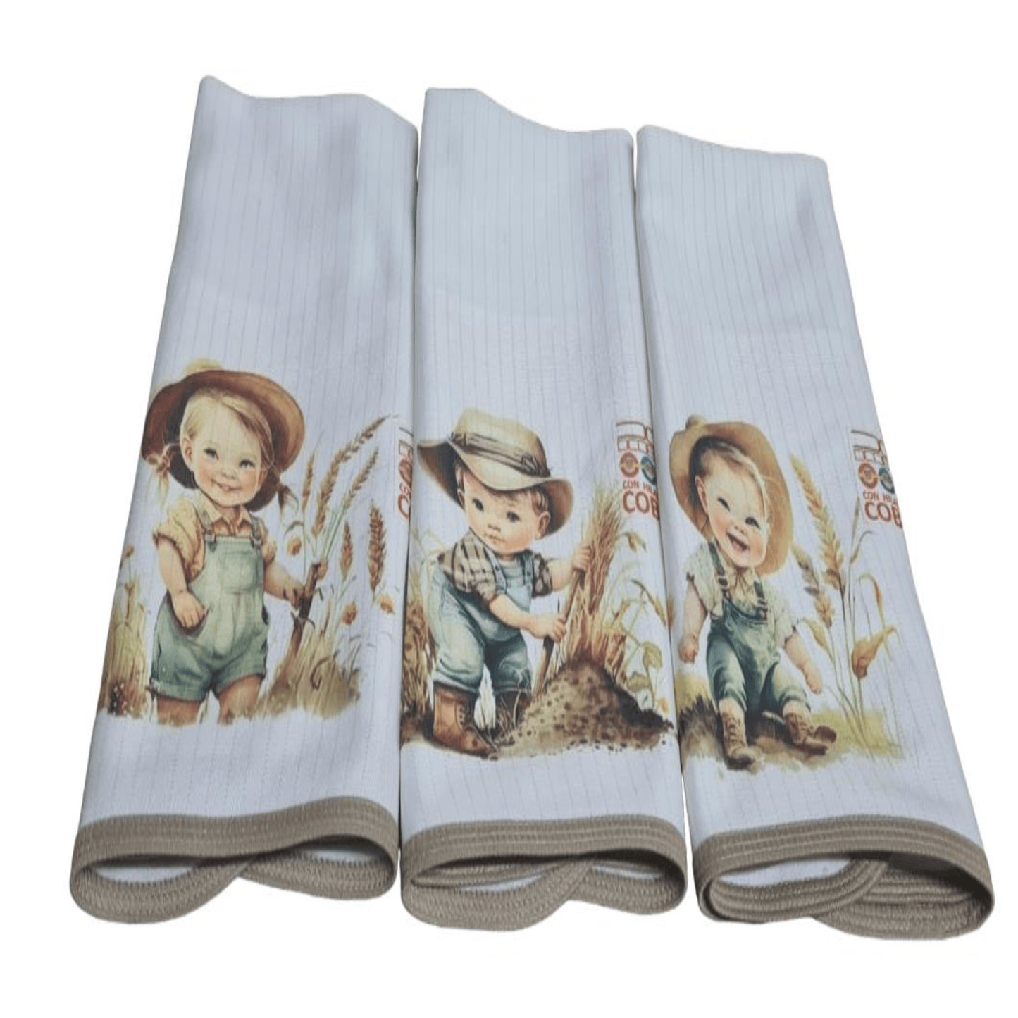 Pack 3 paños de platos absorbente NIÑITOS, tela cobre activo (grueso) NUEVO