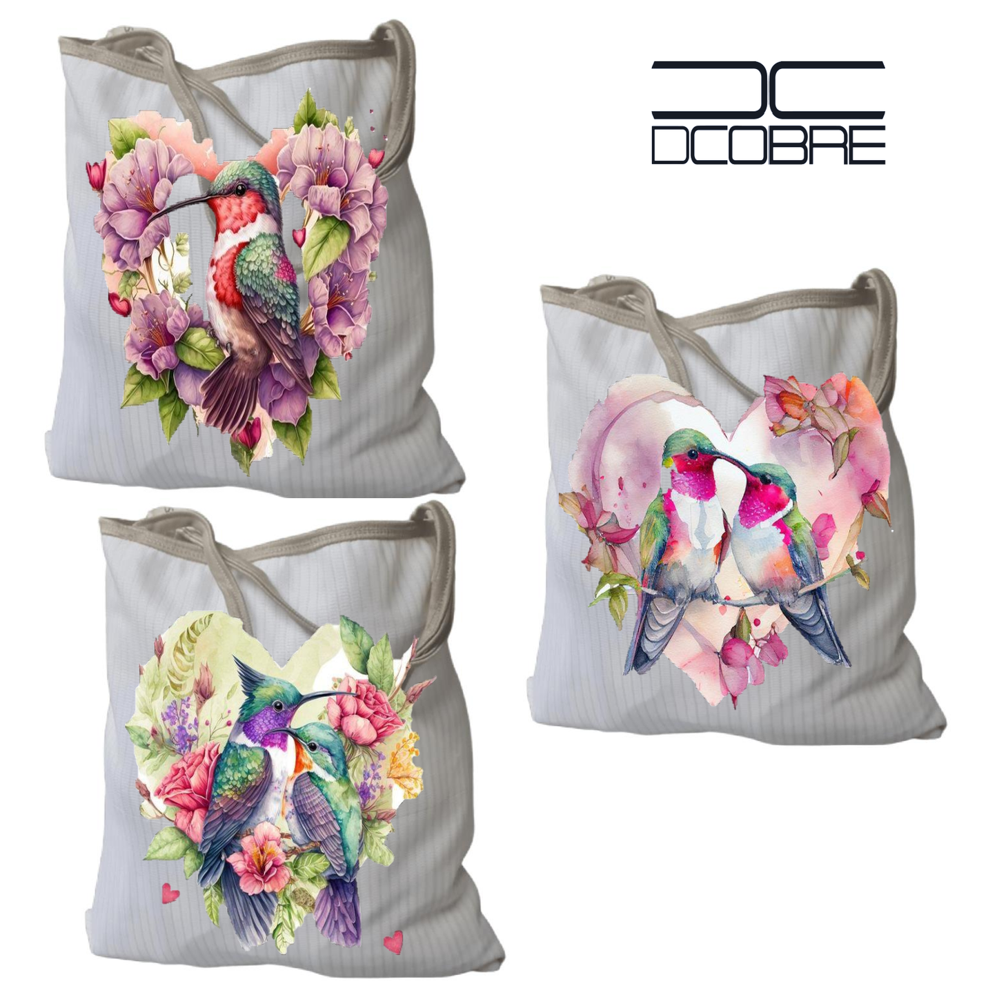 Pack 3 bolsas reutilizables 300 grs. MODELO COLIBRÍ CORAZÓN, NUEVO.