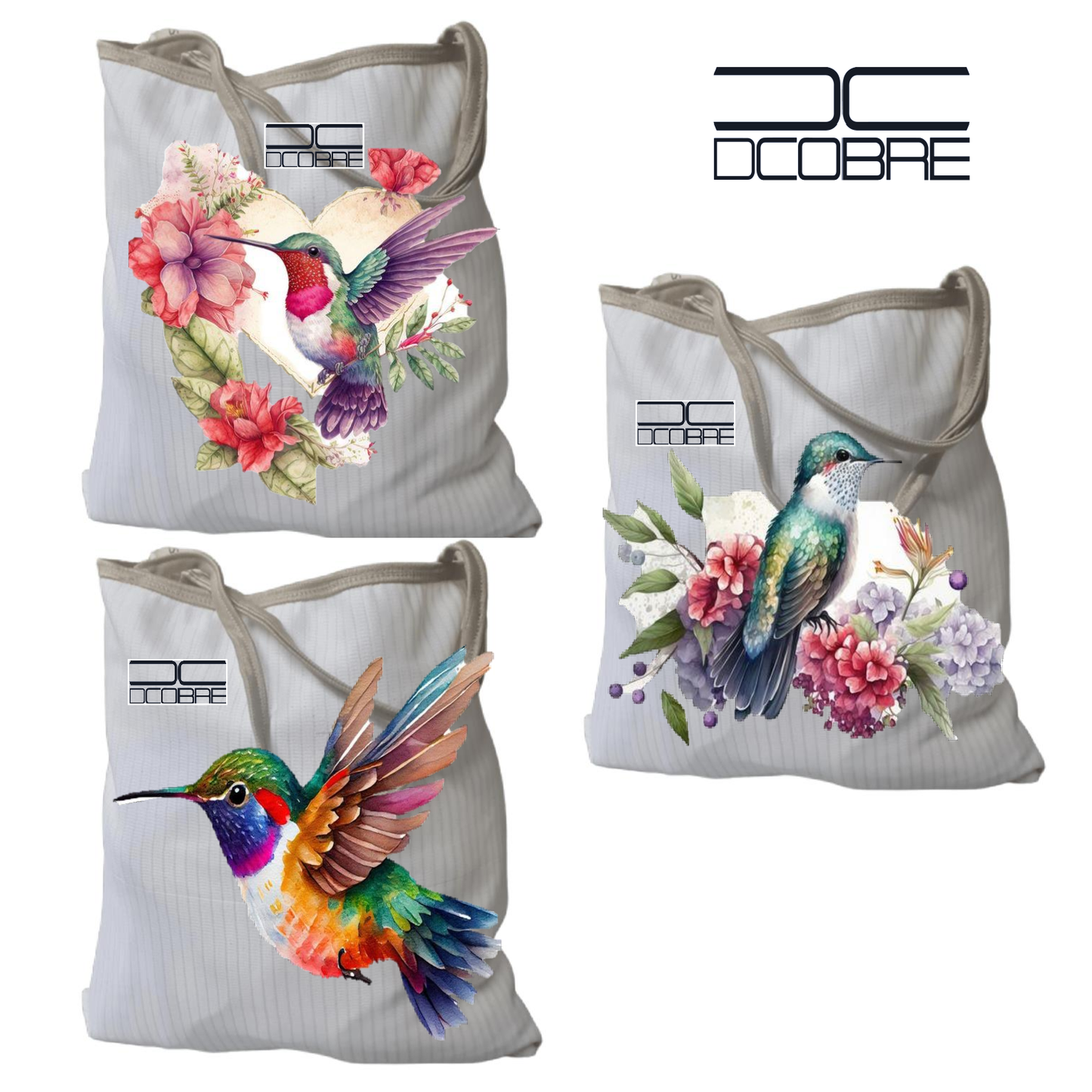 Pack 3 bolsas reutilizables 300 grs. MODELO COLIBRI FLOR