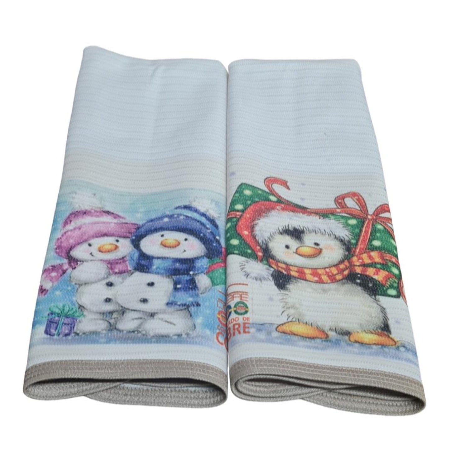 2 Paños platos ELIMINA OLORES Y GERMENES con Cobre Algodón, Muñeco Nieve Navidad.