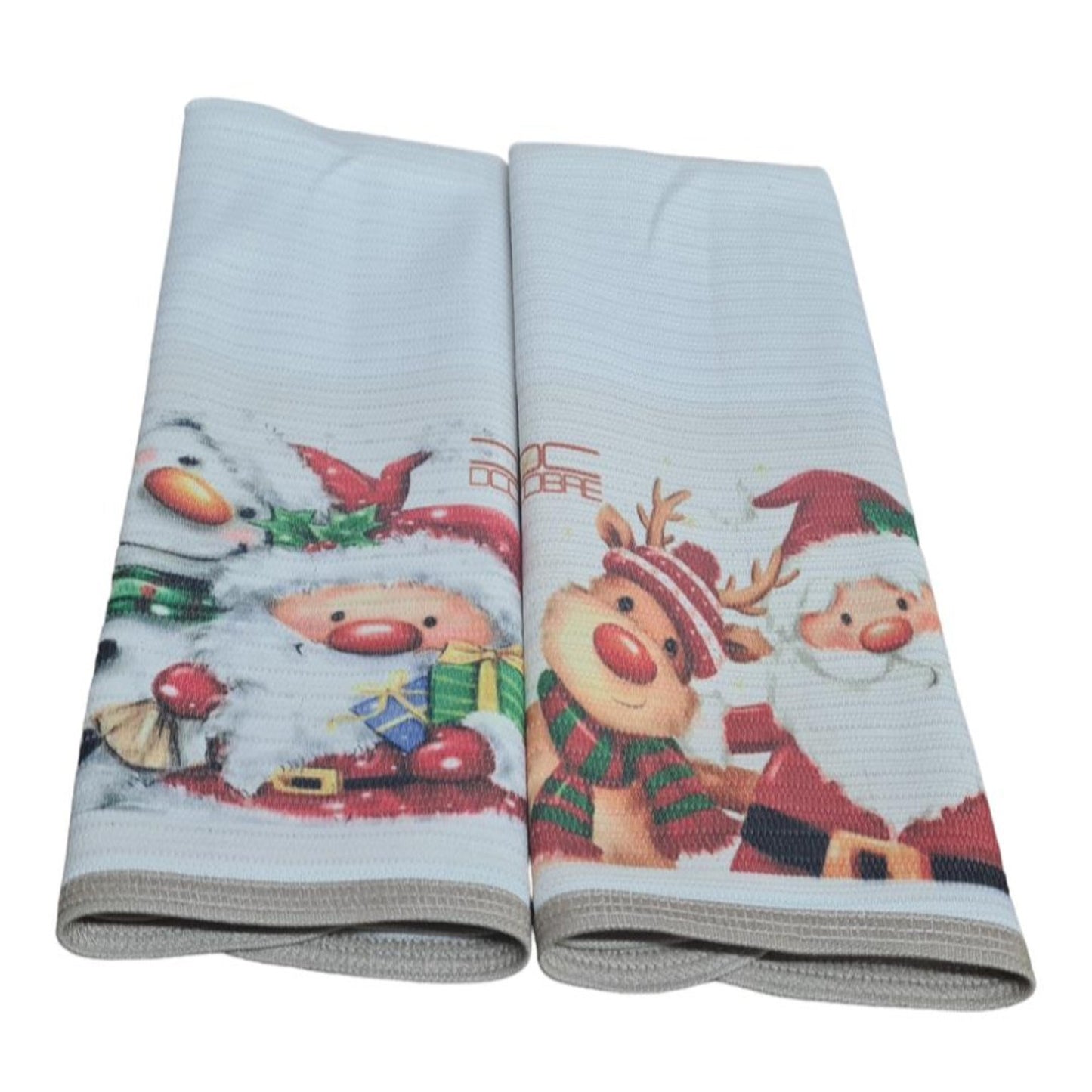 2 Paños platos Algodon ELIMINA OLORES Y GERMENES con cobre, Viejito Navidad.