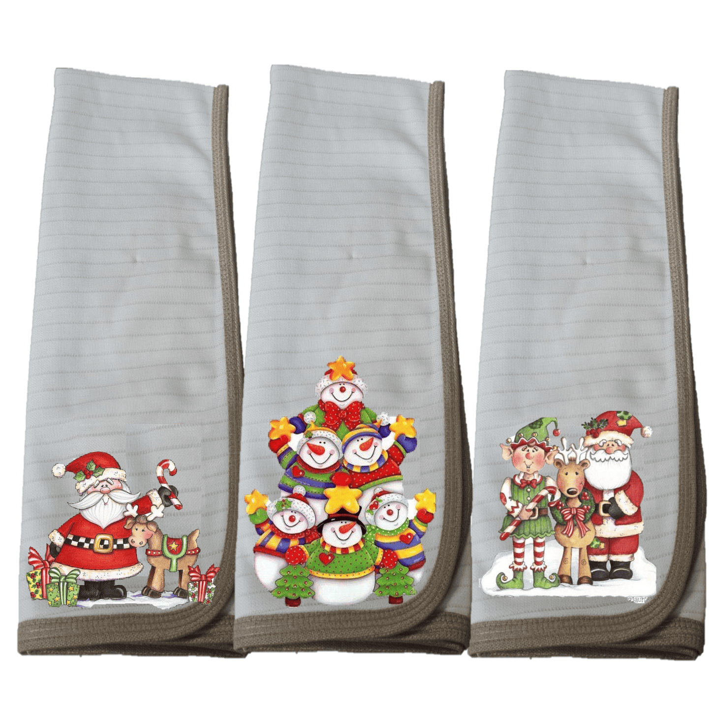 Pack 3 paños de platos Cobre Muñeco Nieve A, Navidad.