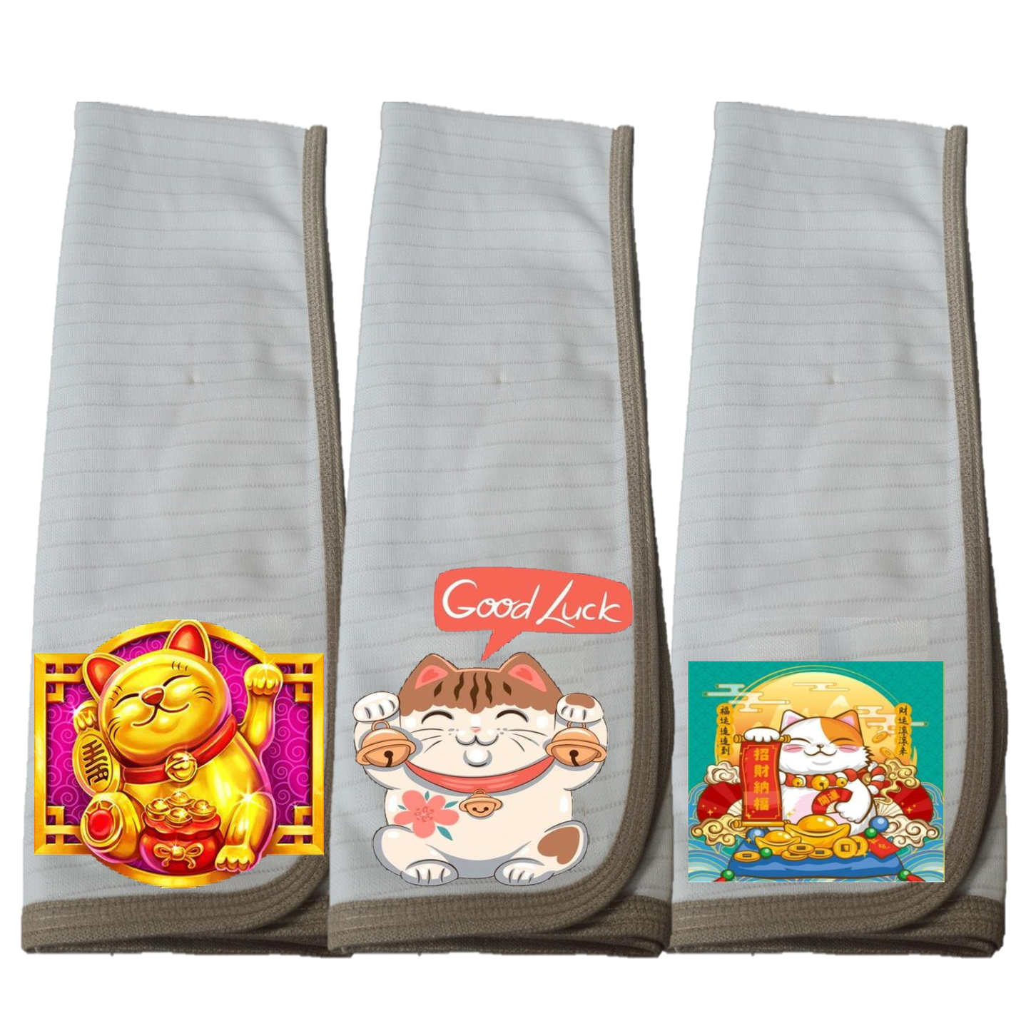 Pack 3 paños de platos absorbente GATO SUERTE TURQUESA , tela cobre activo (grueso) NUEVO