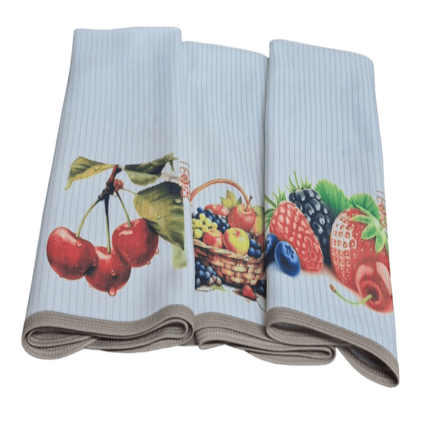 Pack 3 paños de platos absorbente Frutas , tela cobre activo (grueso), Nuevo.