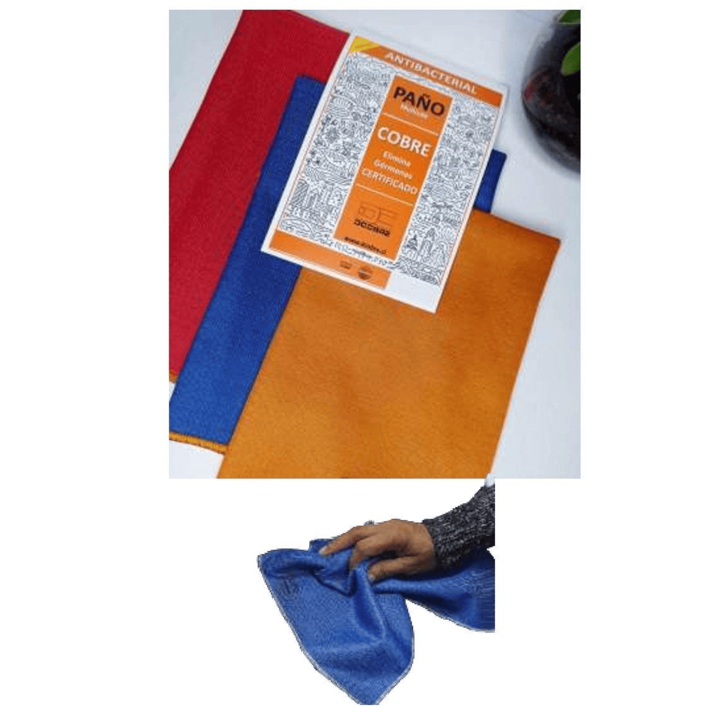 1 Paño Multiuso con COBRE activo. Microfibra 35 x 35 cm varios colores LIQUIDACIÓN y OFERTA DEL MES.