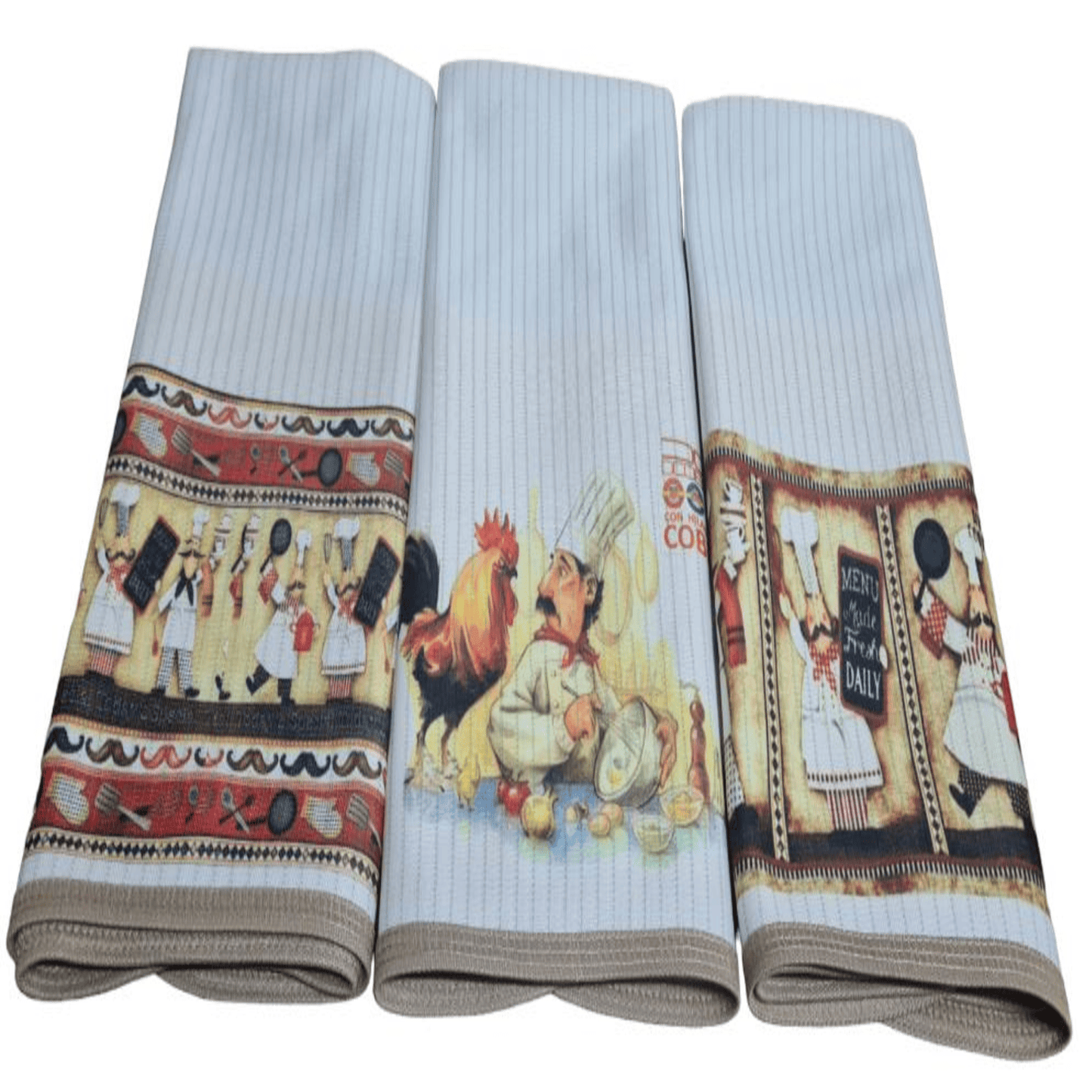 Pack 3 paños de platos absorbente COCINERO Y GALLO, tela cobre activo (grueso) NUEVO
