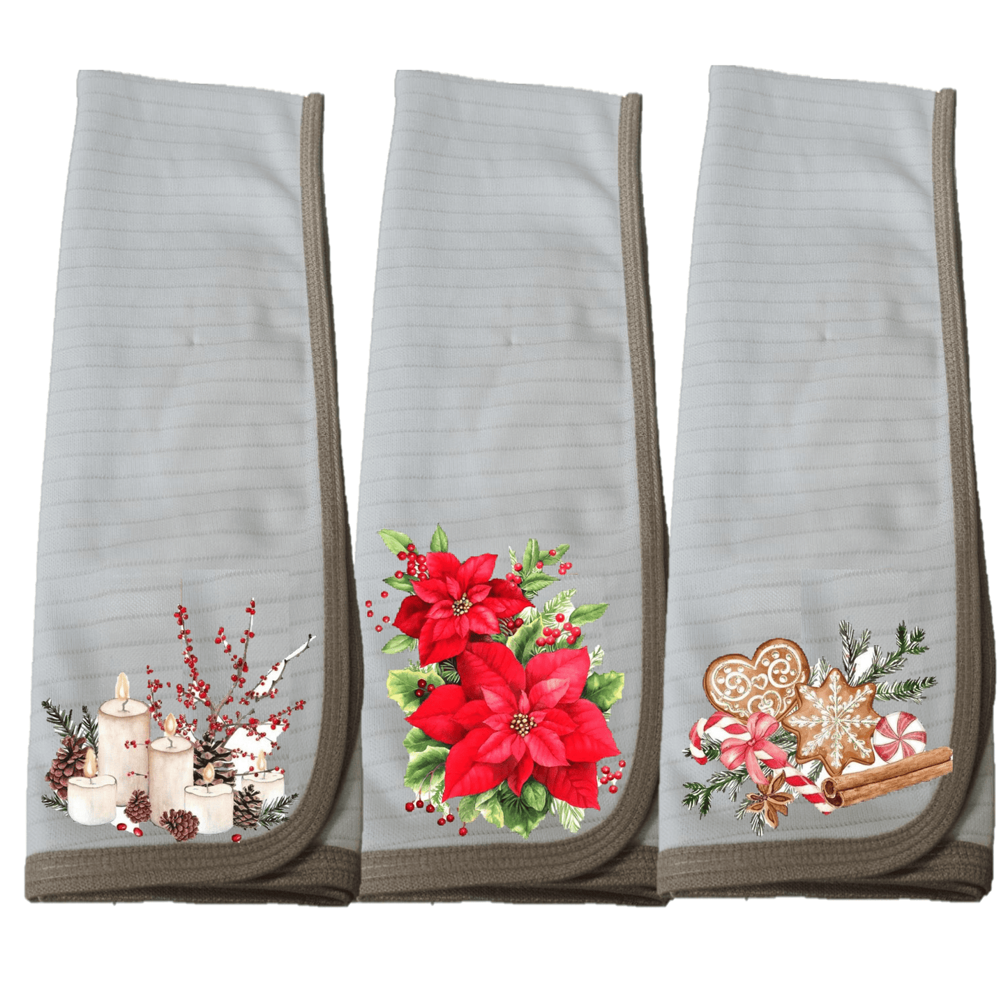 Pack 3 paños de platos Cobre Flor Navidad.