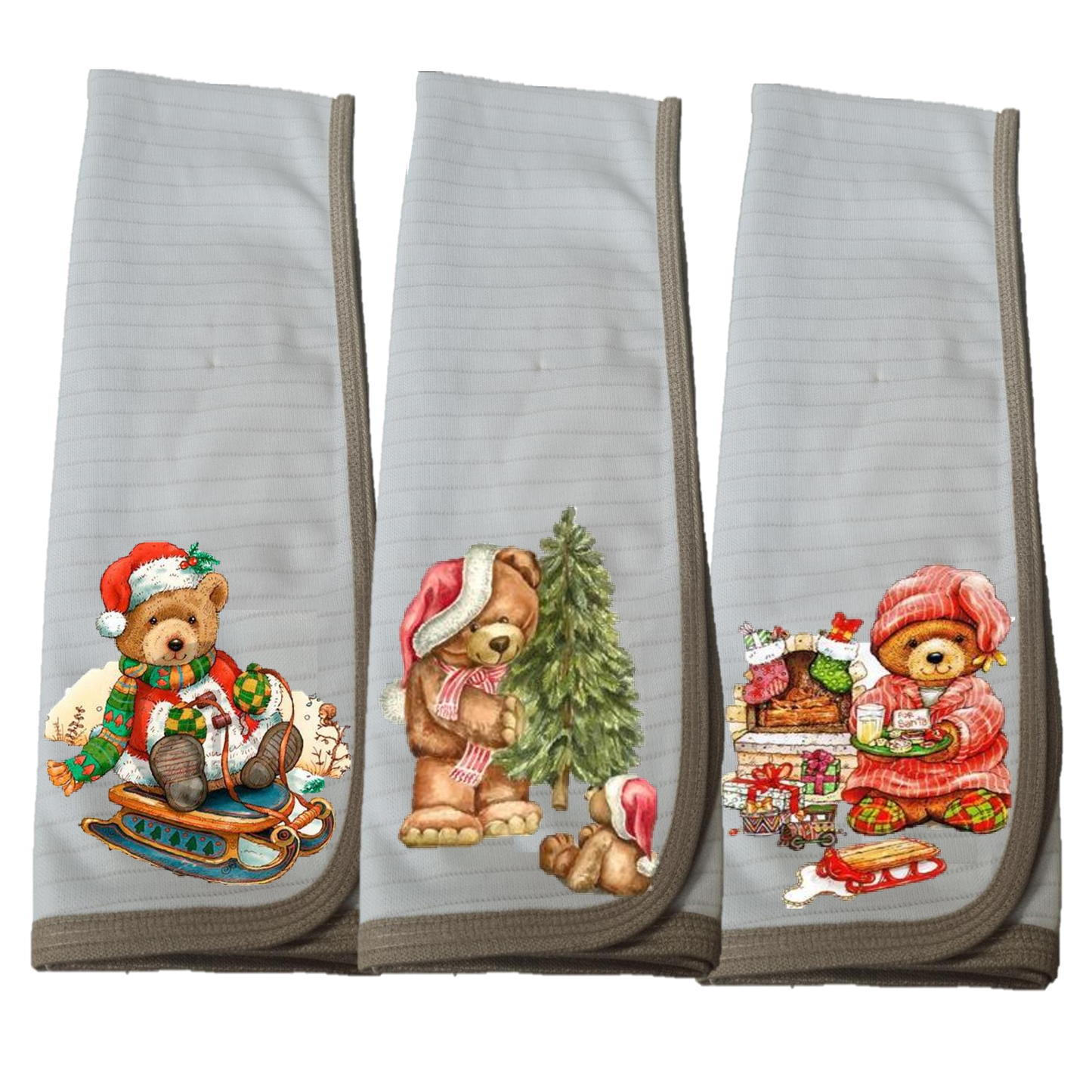 Pack 3 paños de platos Cobre Ositos Navidad.