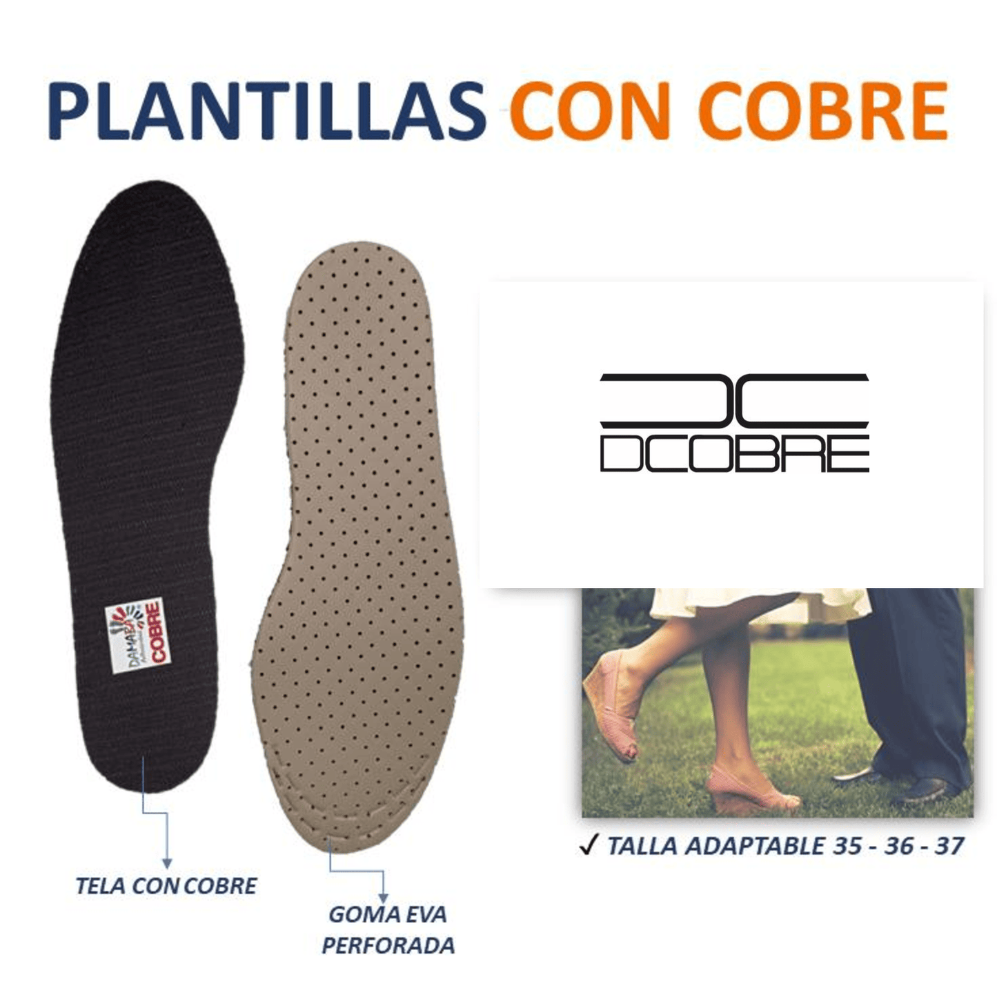 PACK 30 Plantillas para Calzado con COBRE. LAMINADO TRI - CAPA, X MAYOR