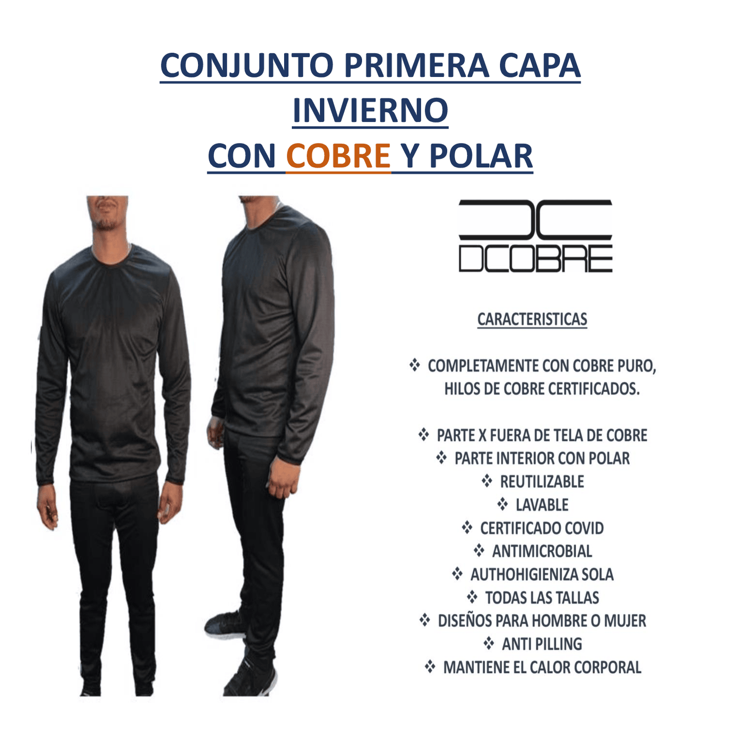 Primera Capa INVIERNO POLAR (conjunto) COBRE, UNISEX, OFERTA DEL MES.