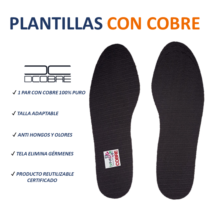 PACK 10 Plantillas para Calzado con COBRE. LAMINADO TRI - CAPA, X MAYOR