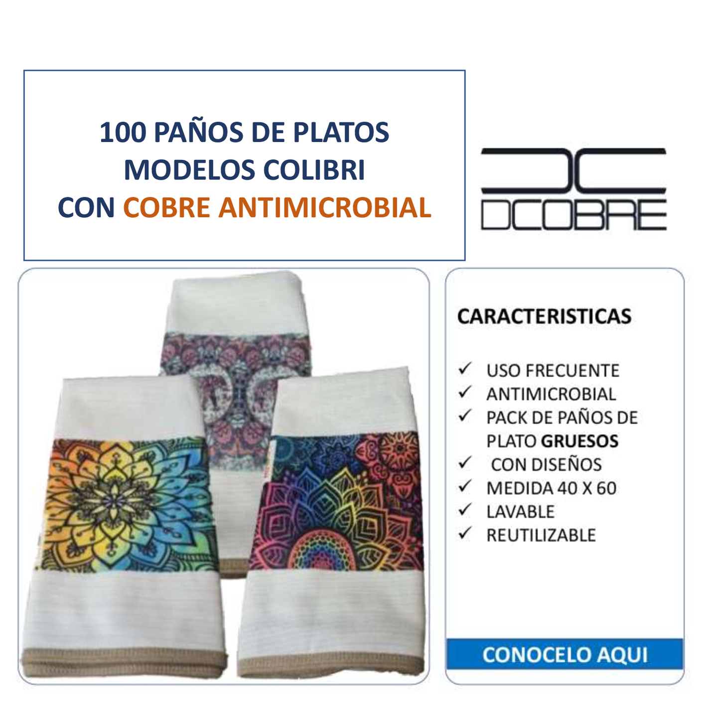 PARA REVENTA 100 Paños de loza Cobre absorbente x mayor- dieños varios.