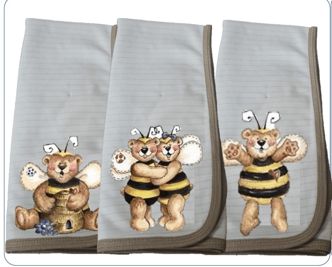 Pack 3 paños de platos absorbente ABEJAS , tela cobre activo (grueso).