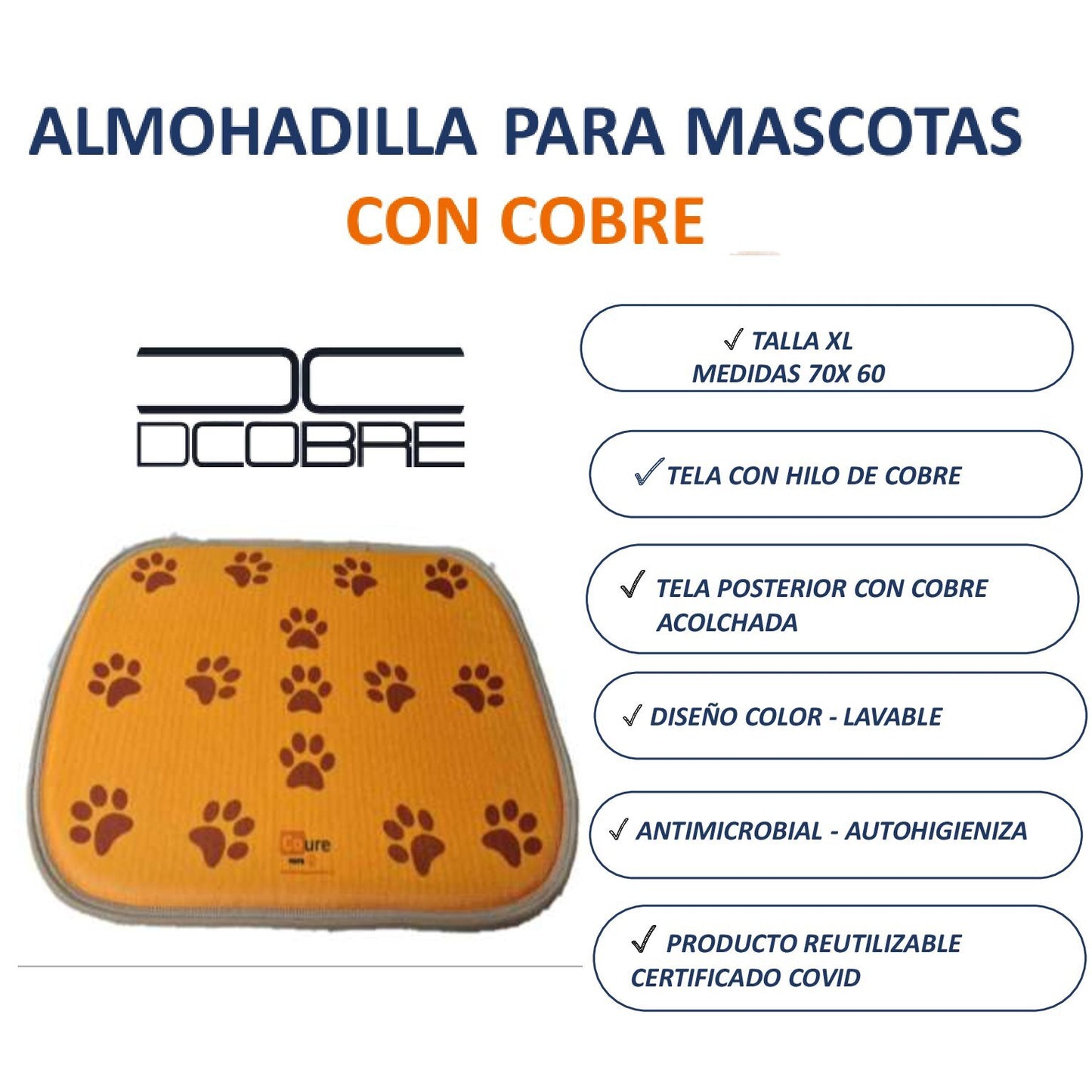PACK 10 Almohadilla para mascotas con COBRE. Talla XL- X MAYOR