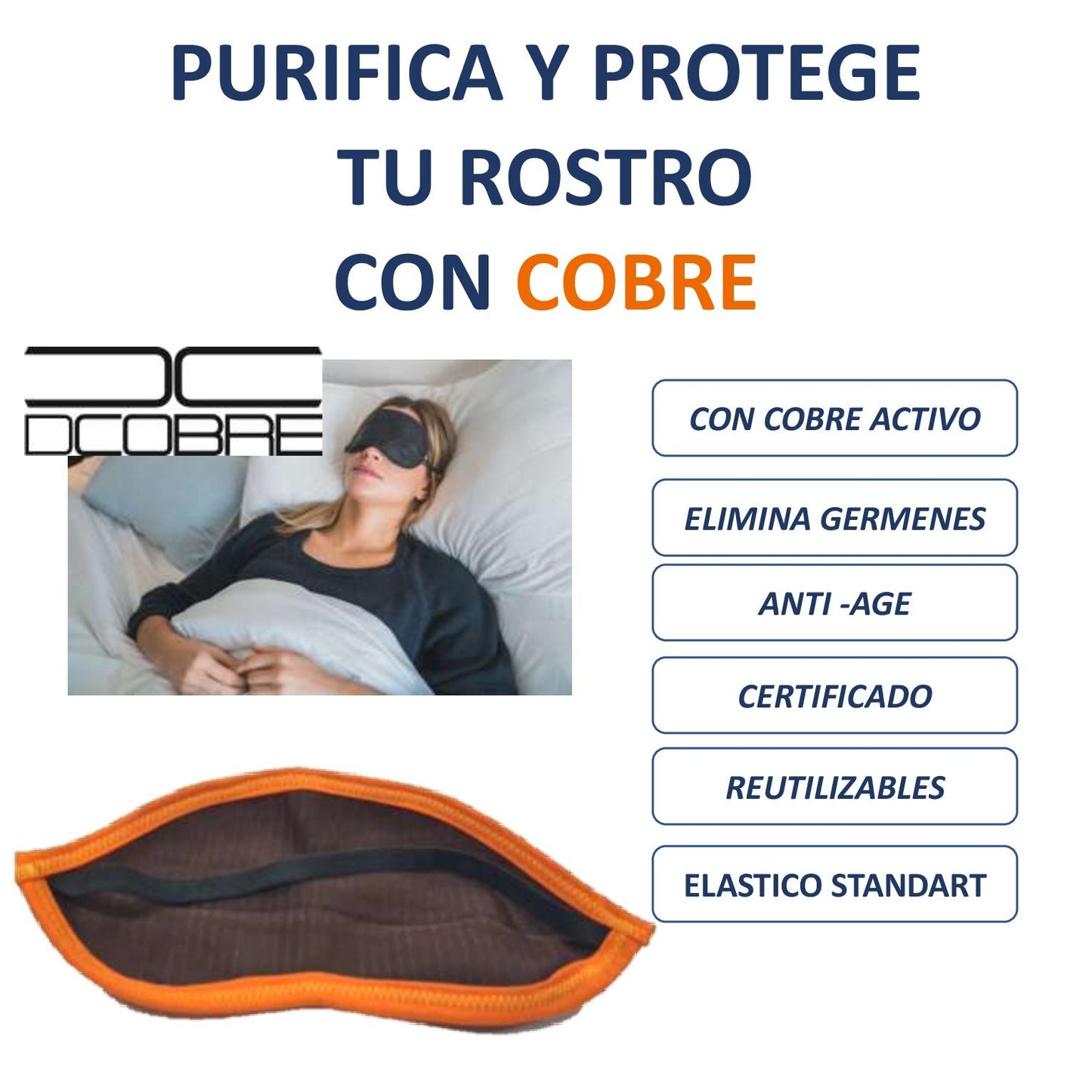 Antifaz Purificador y Anti Edad con COBRE activo. LIQUIDACIÓN - DCobre