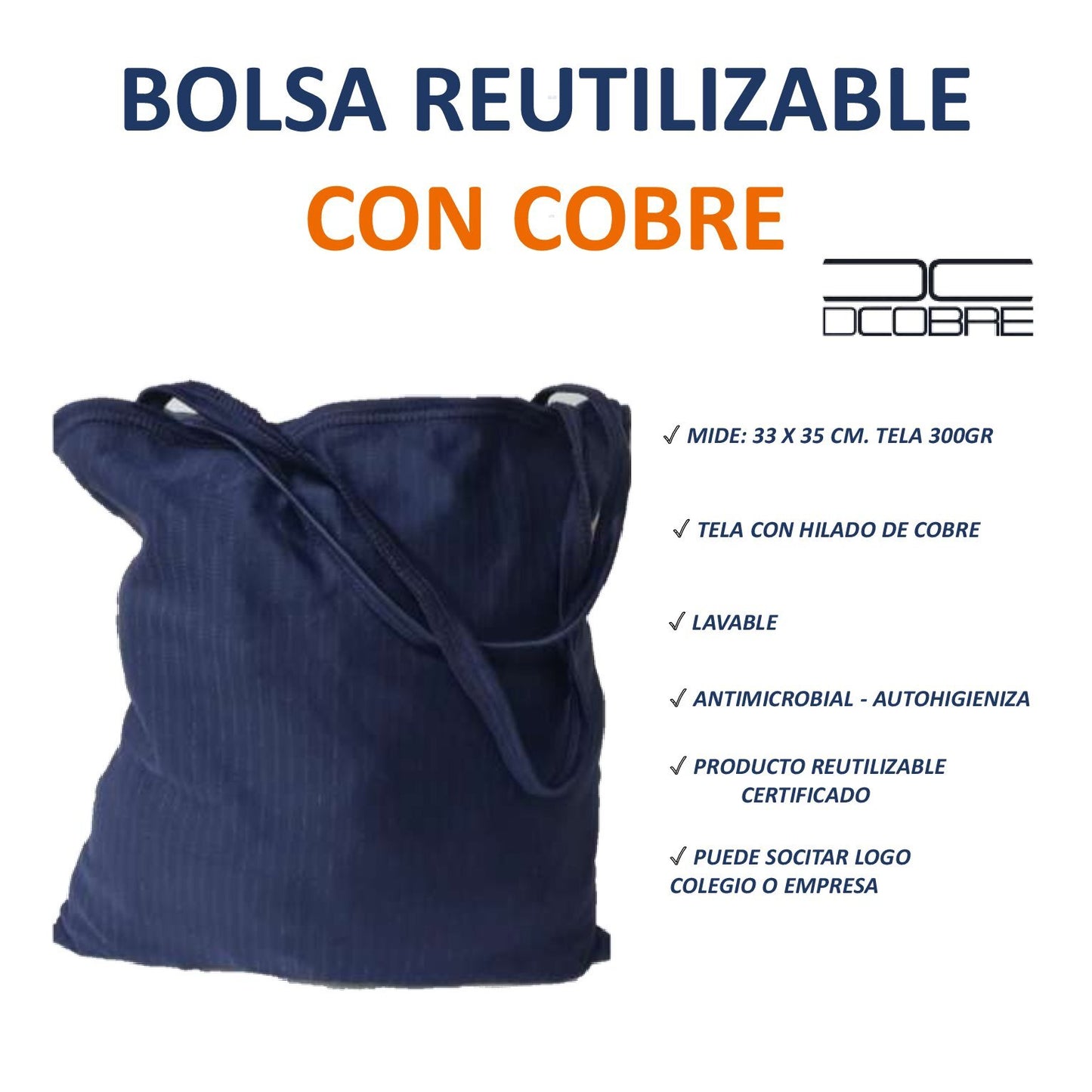 Bolsas reutilizables COLEGIO para colación diferentes modelos con cobre. 300grs.