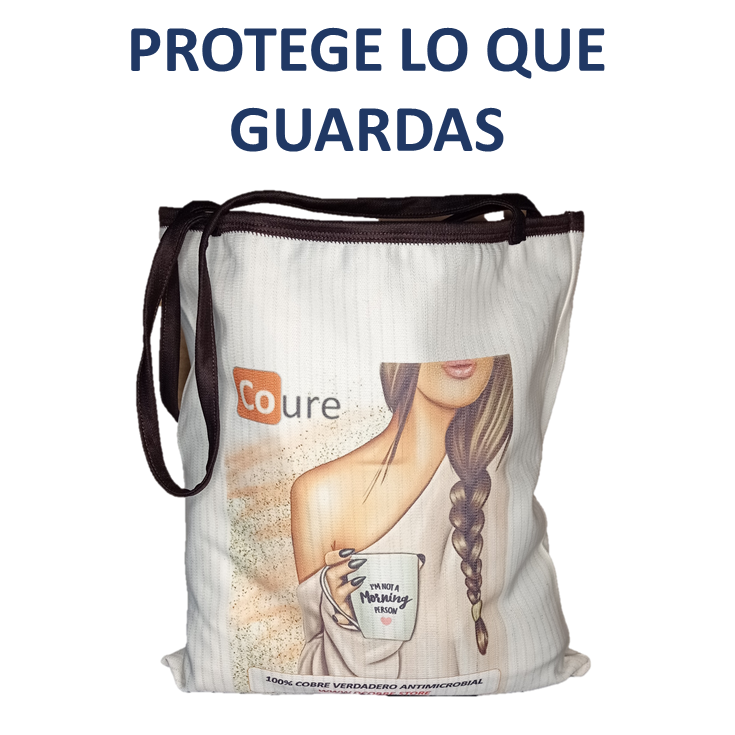 Bolsa Reutilizable con COBRE activo. Diseño COFFEE (tela 300gr) - DCobre
