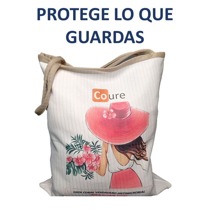 Bolsa Reutilizable con COBRE activo. Diseño MUJER (tela 300gr) - DCobre
