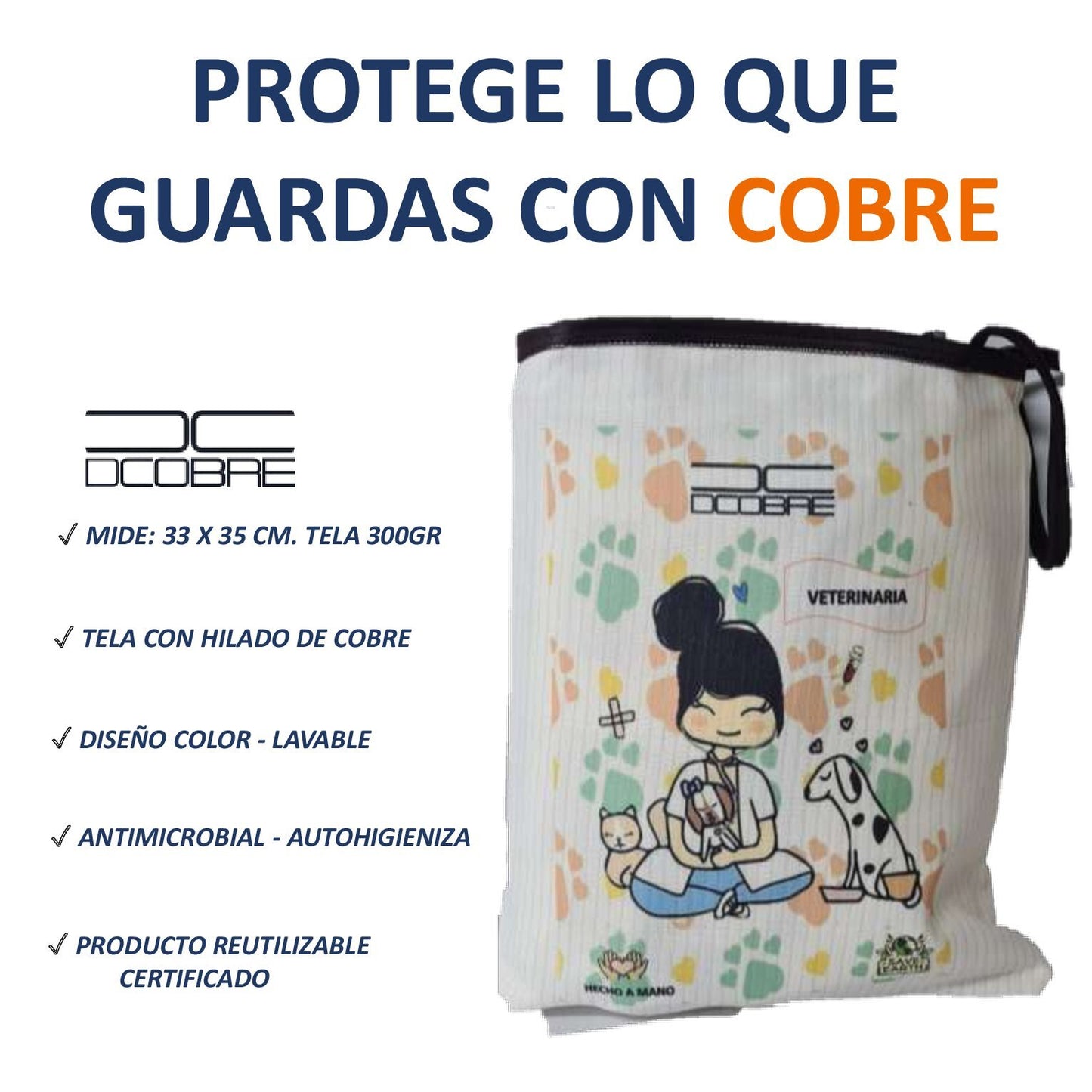 Bolsa Reutilizable con cobre activo. Modelo VETERINARIA 300 grs.
