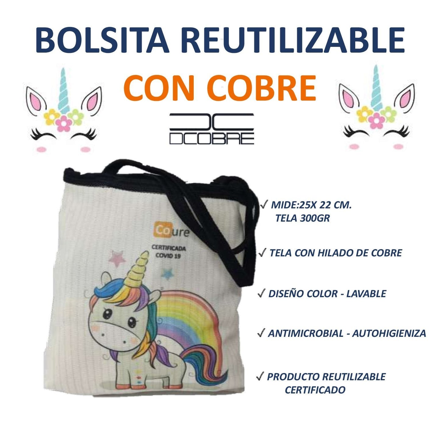 Bolsas reutilizables COLEGIO para colación diferentes modelos con cobre. 300grs.