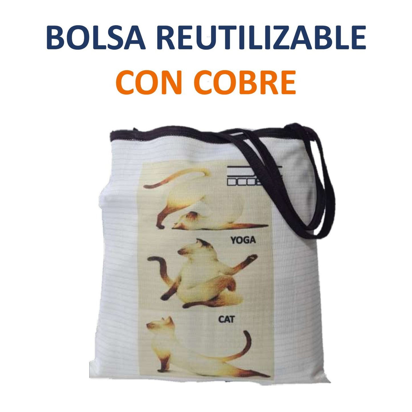 Bolsa Reutilizable con cobre activo. MOD. GATO YOGA. 300 Grs.