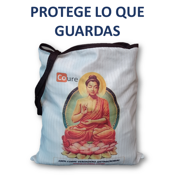 Bolsa Reutilizable con COBRE activo. Diseño BUDA1 (tela 250gr) - DCobre