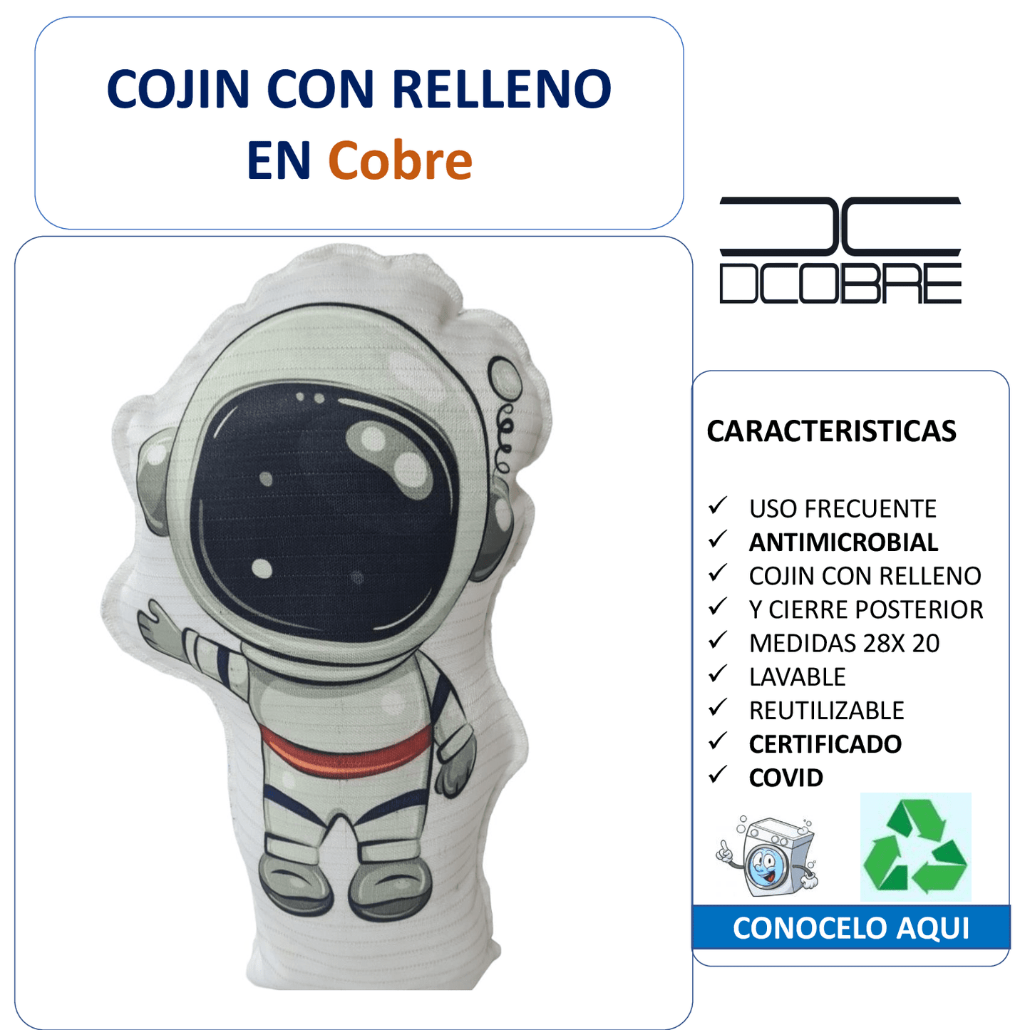 Cojín con relleno Astronauta en Cobre.