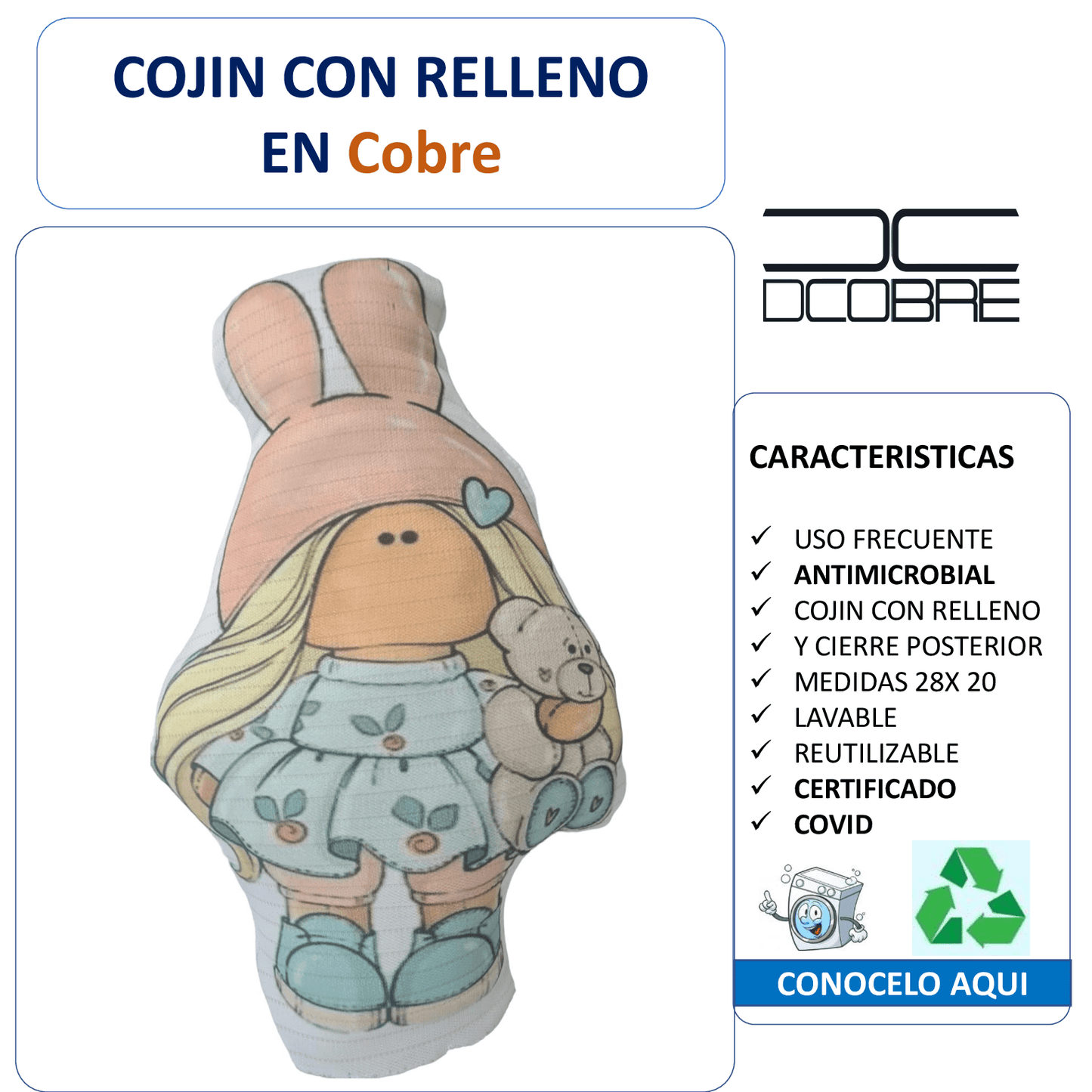 Cojín con relleno modelo Muñeca.