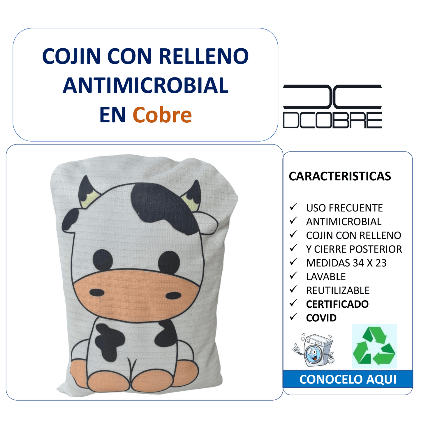 Cojín con relleno Vaquita en Cobre.