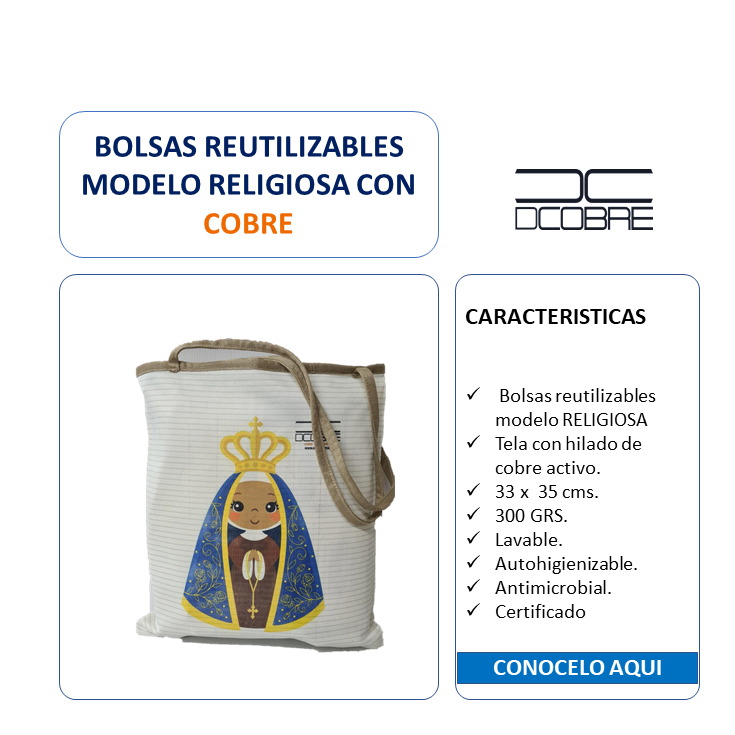 Bolsa reutilizable con cobre activo. Modelo RELIGIOSA.
