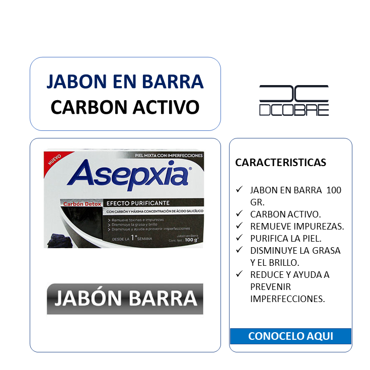 Jabón en barra. Carbón activo.