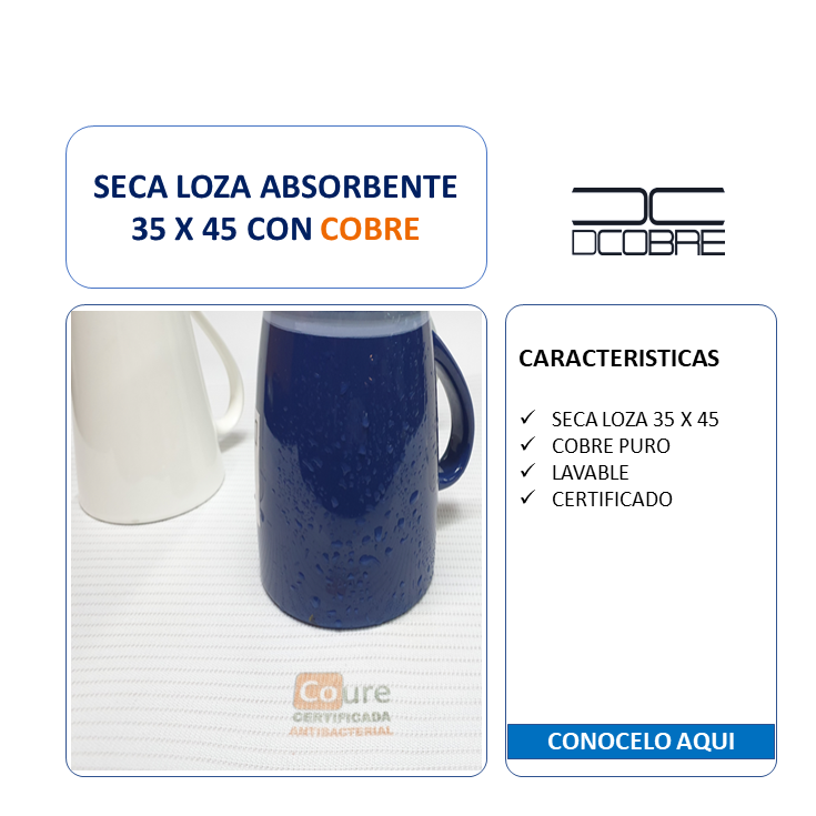 Seca loza absorbe 35 x 45 cms. con Cobre. - DCobre