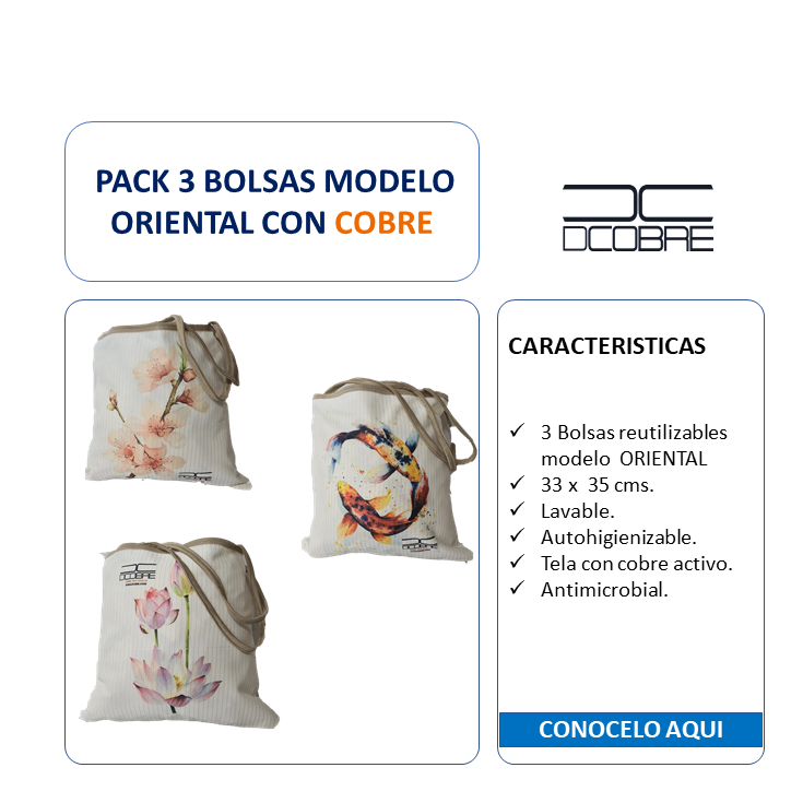 Pack 3 Bolsas modelo Oriental con Cobre.