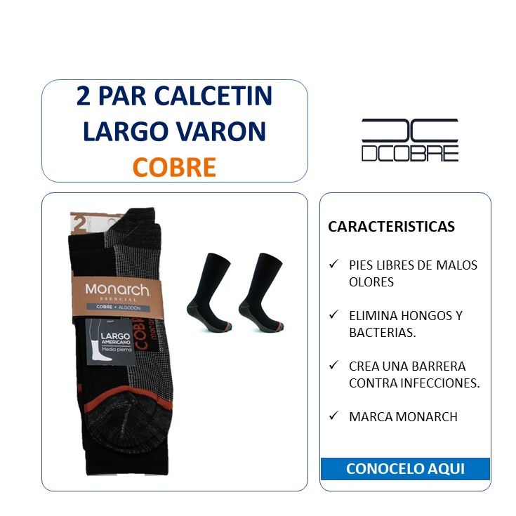 2 Pares de Calcetines color negro para varón. con Cobre, LIQUIDACIÓN, COD 24034.
