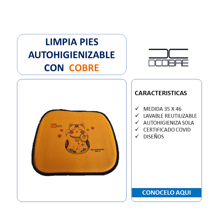 Limpia pies auto-higienizable con Cobre. Modelo Gato de la Fortuna, LIQUIDACIÓN.