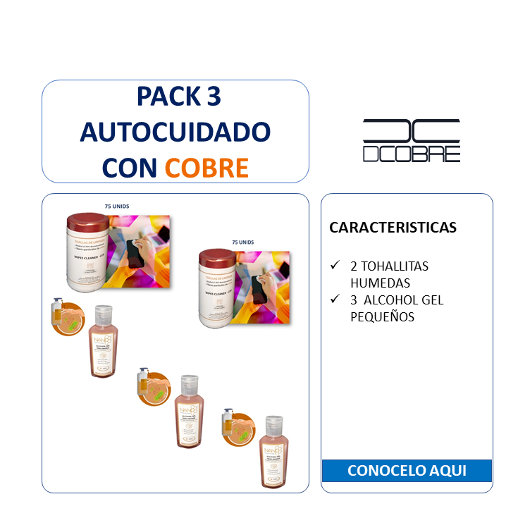 Pack 3 autocuidado con Cobre. Colegio