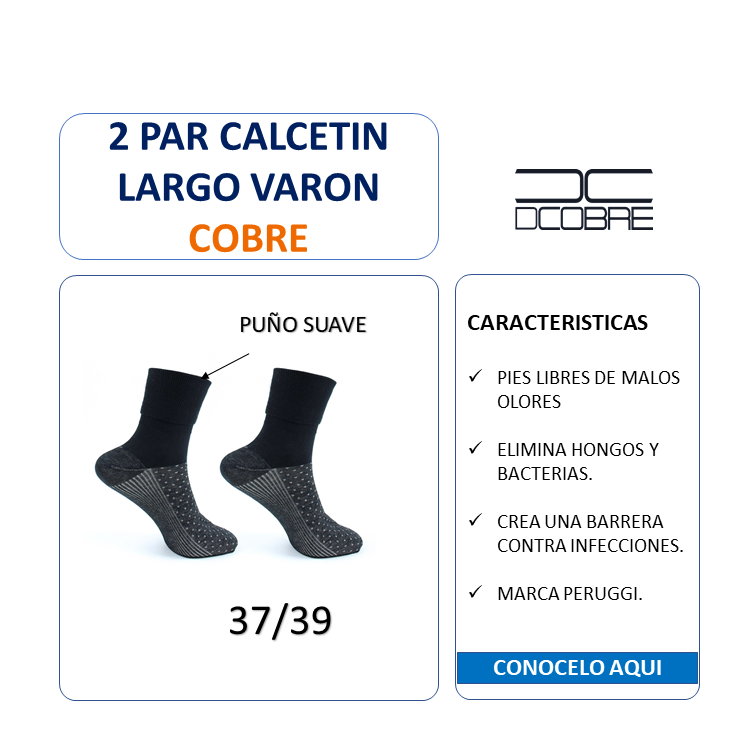 2 Par de calcetín puño SUAVE. Con cobre, LIQUIDACIÓN COD 26472.