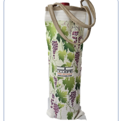 Bolsa porta vinos, en tela con cobre activo.
