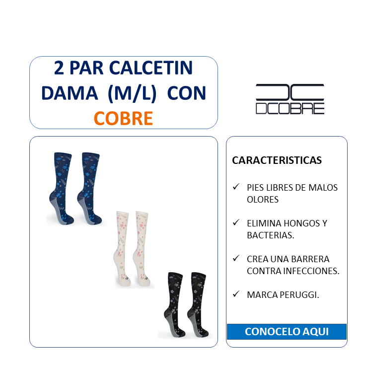 2 Pares de calcetín con COBRE para damas, LIQUIDACIÓN.