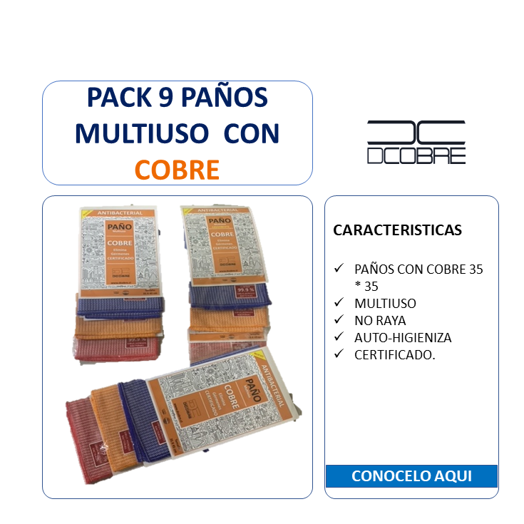 PACK de 24 paños absorbentes, con cobre. para empresa x mayor o reventa.