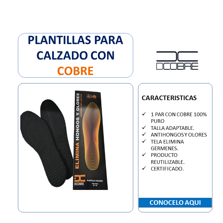 Plantillas para calzado con cobre TALLA 36 A 45 - DCobre
