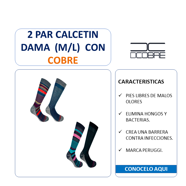 2 Pares de Calcetines largas listadas con Cobre, LIQUIDACIÓN, COD 321209.
