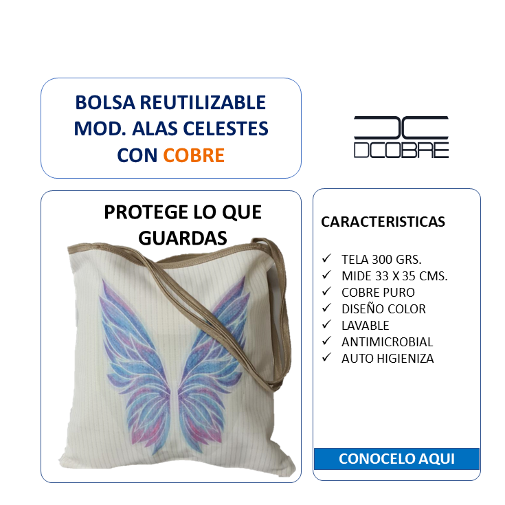 Bolsa Reutilizable Modelo Alas, con Cobre.