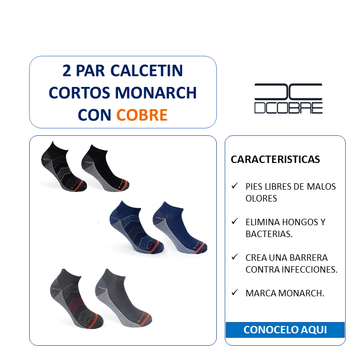 2 Par de calcetín cortos para varón, con Cobre, LIQUIDACIÓN COD 24641.